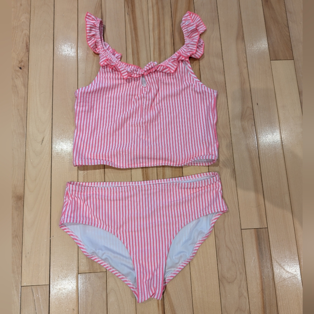 Old Navy Pink and White Striped Swimwear